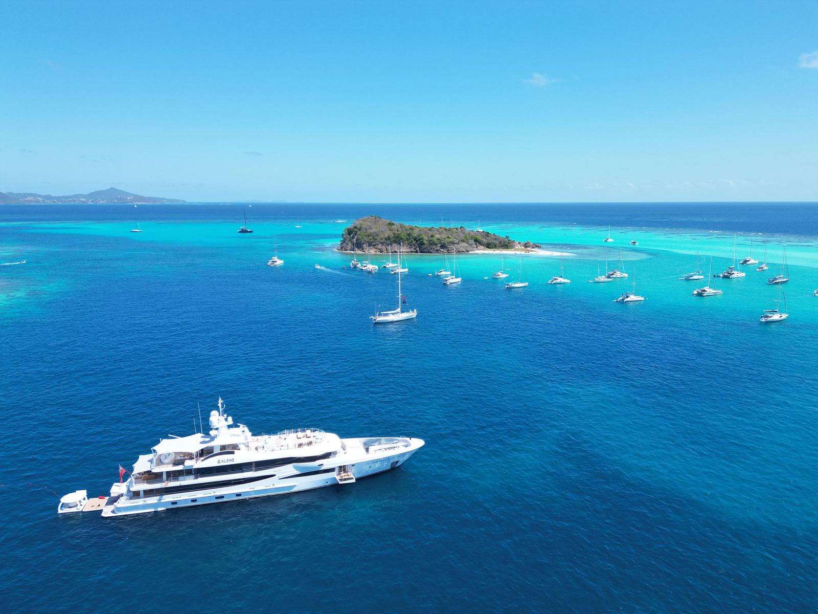 Superyacht M/Y Galene anchored off Petit St Vincent in the Grenadines